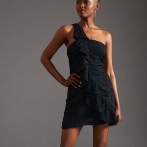 Anthropologie ruffled one shoulder mini dress